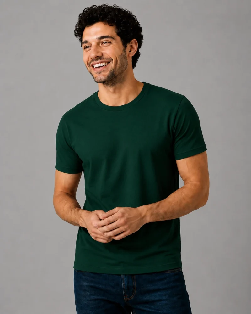 UNISEX BOTTLE GREEN REGULAR TSHIRT
